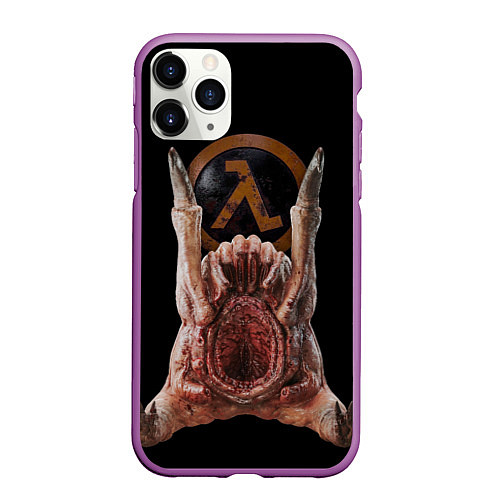 Чехол iPhone 11 Pro матовый Half life - headcrab / 3D-Фиолетовый – фото 1