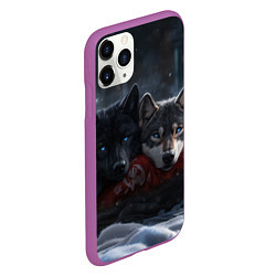 Чехол iPhone 11 Pro матовый Love wolfs, цвет: 3D-фиолетовый — фото 2