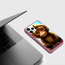 Чехол iPhone 11 Pro матовый Ушастая макака, цвет: 3D-малиновый — фото 2