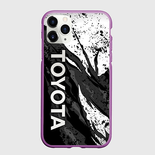 Чехол iPhone 11 Pro матовый Toyota - белый разрыв / 3D-Фиолетовый – фото 1