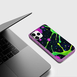Чехол iPhone 11 Pro матовый Разноцветные кляксы, цвет: 3D-фиолетовый — фото 2