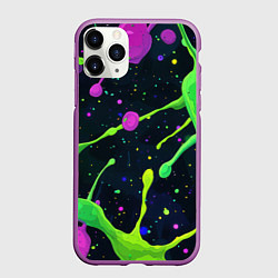 Чехол iPhone 11 Pro матовый Разноцветные кляксы, цвет: 3D-фиолетовый