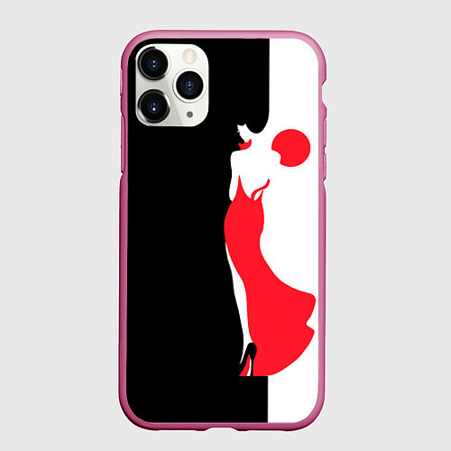 Чехол iPhone 11 Pro матовый Девушка в красном платье / 3D-Малиновый – фото 1