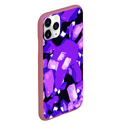 Чехол iPhone 11 Pro матовый Фиолетово-белая абстракция на чёрном фоне, цвет: 3D-малиновый — фото 2