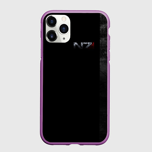 Чехол iPhone 11 Pro матовый Shepard N7 - темный / 3D-Фиолетовый – фото 1