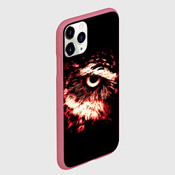 Чехол iPhone 11 Pro матовый Совух - светлый, цвет: 3D-малиновый — фото 2