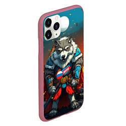 Чехол iPhone 11 Pro матовый Wolf Russia, цвет: 3D-малиновый — фото 2