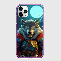 Чехол iPhone 11 Pro матовый Серый волк с гербом РФ, цвет: 3D-фиолетовый