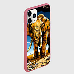 Чехол iPhone 11 Pro матовый Слон в пещере, цвет: 3D-малиновый — фото 2