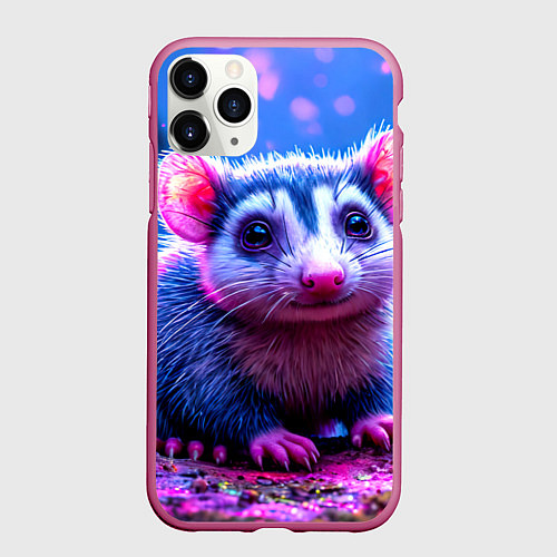 Чехол iPhone 11 Pro матовый Малыш опоссум / 3D-Малиновый – фото 1