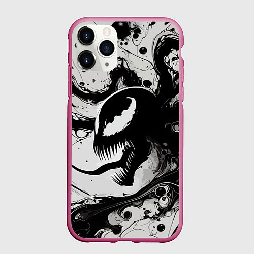 Чехол iPhone 11 Pro матовый Морда свирепого симбиота - нейроарт / 3D-Малиновый – фото 1