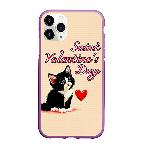 Чехол iPhone 11 Pro матовый Saint Valentines Day / 3D-Фиолетовый – фото 1