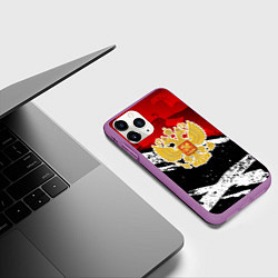 Чехол iPhone 11 Pro матовый Герб России - богровый, цвет: 3D-фиолетовый — фото 2