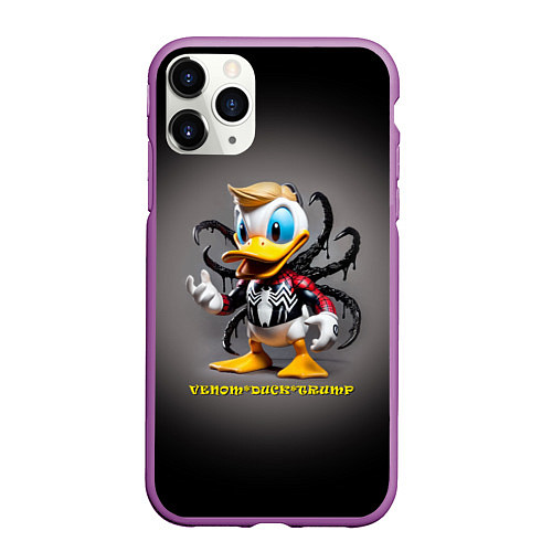 Чехол iPhone 11 Pro матовый Venom-Duck-Trump joke / 3D-Фиолетовый – фото 1