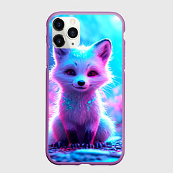 Чехол iPhone 11 Pro матовый Песец в неоновом свете