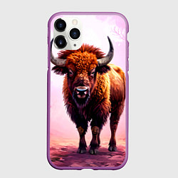 Чехол iPhone 11 Pro матовый Буйвол в розовом, цвет: 3D-фиолетовый