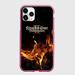 Чехол iPhone 11 Pro матовый Kingdom Come Deliverance 2 лого и огонь
