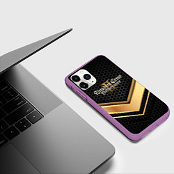 Чехол iPhone 11 Pro матовый Kingdom Come Deliverance 2 золотая полоса, цвет: 3D-фиолетовый — фото 2