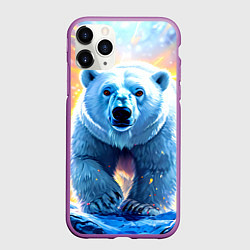 Чехол iPhone 11 Pro матовый Белый медведь идет по льдине