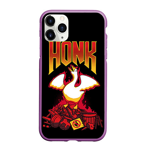 Чехол iPhone 11 Pro матовый Goose - honk / 3D-Фиолетовый – фото 1