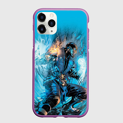 Чехол iPhone 11 Pro матовый Mortal Kombat - Sub-Zero / 3D-Фиолетовый – фото 1