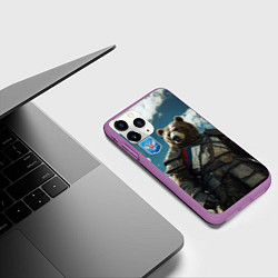 Чехол iPhone 11 Pro матовый Бурый русский медведь, цвет: 3D-фиолетовый — фото 2