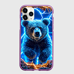 Чехол iPhone 11 Pro матовый Медведь и молния