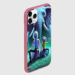 Чехол iPhone 11 Pro матовый Рик и Морти - портрет на фоне слона, цвет: 3D-малиновый — фото 2