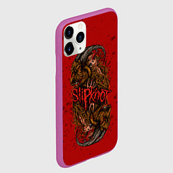 Чехол iPhone 11 Pro матовый Слипкнот гранж рога, цвет: 3D-фиолетовый — фото 2