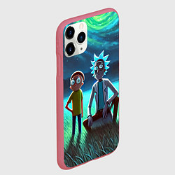 Чехол iPhone 11 Pro матовый Рик и Морти на поляне - нейроарт, цвет: 3D-малиновый — фото 2