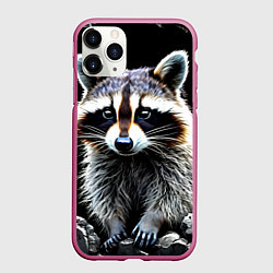 Чехол iPhone 11 Pro матовый Енот на черном