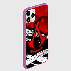 Чехол iPhone 11 Pro матовый Assassins creed: shadows - красная абстракция, цвет: 3D-фиолетовый — фото 2