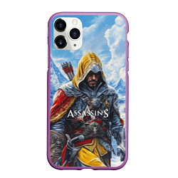 Чехол iPhone 11 Pro матовый Assassins Creed охотник, цвет: 3D-фиолетовый