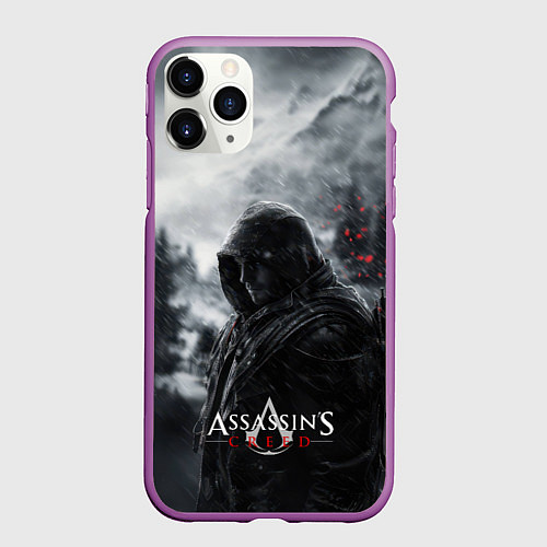 Чехол iPhone 11 Pro матовый Assassins Creed охотник в горах / 3D-Фиолетовый – фото 1