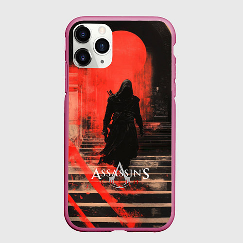 Чехол iPhone 11 Pro матовый Assassins Creed poster style / 3D-Малиновый – фото 1
