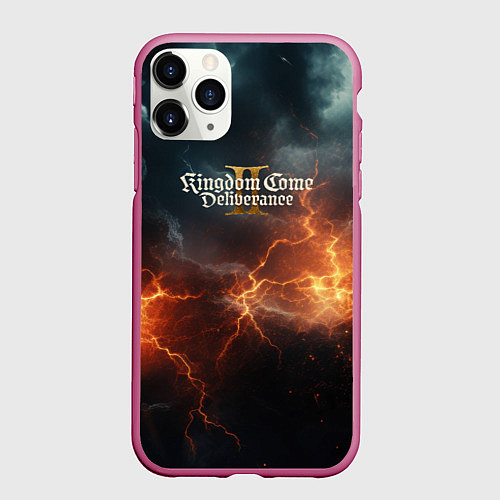Чехол iPhone 11 Pro матовый Kingdom Come Deliverance 2 лого на небе / 3D-Малиновый – фото 1