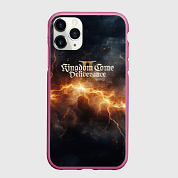 Чехол iPhone 11 Pro матовый Kingdom Come Deliverance 2 логотип на фоне молнии, цвет: 3D-малиновый