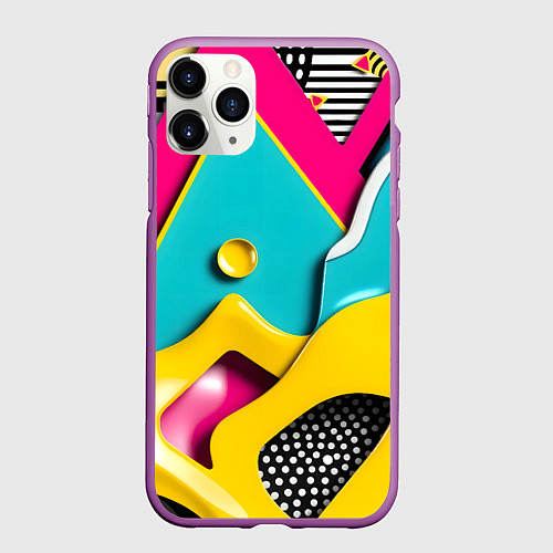 Чехол iPhone 11 Pro матовый Праздничная абстракция / 3D-Фиолетовый – фото 1