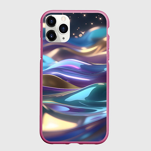 Чехол iPhone 11 Pro матовый Космические мягкие волны / 3D-Малиновый – фото 1