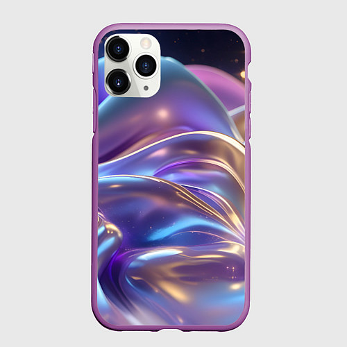 Чехол iPhone 11 Pro матовый Волны космические / 3D-Фиолетовый – фото 1