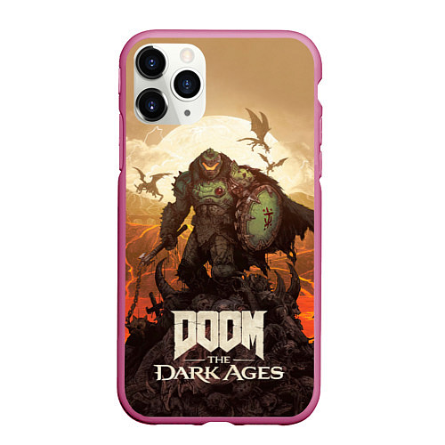 Чехол iPhone 11 Pro матовый Палач рока Doom the dark ages / 3D-Малиновый – фото 1