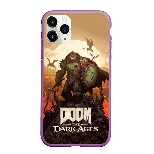 Чехол iPhone 11 Pro матовый Палач рока Doom the dark ages / 3D-Фиолетовый – фото 1
