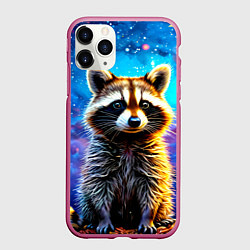 Чехол iPhone 11 Pro матовый Енот в звездную ночь