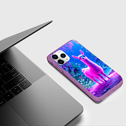 Чехол iPhone 11 Pro матовый Лама в розовом, цвет: 3D-фиолетовый — фото 2