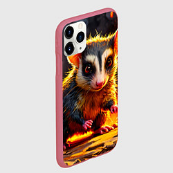 Чехол iPhone 11 Pro матовый Опоссум в огне, цвет: 3D-малиновый — фото 2