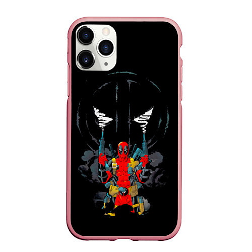 Чехол iPhone 11 Pro матовый Дэдпул и пушки / 3D-Баблгам – фото 1