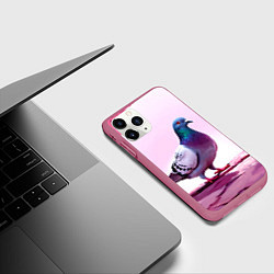 Чехол iPhone 11 Pro матовый Голубь в розовом, цвет: 3D-малиновый — фото 2