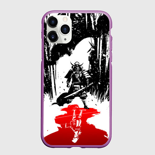 Чехол iPhone 11 Pro матовый Assassins creed shadows - два ассасина / 3D-Фиолетовый – фото 1