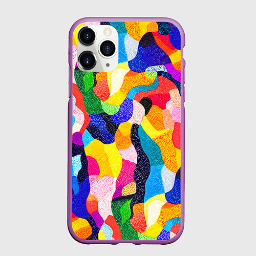 Чехол iPhone 11 Pro матовый Лоскутная абстракция / 3D-Фиолетовый – фото 1