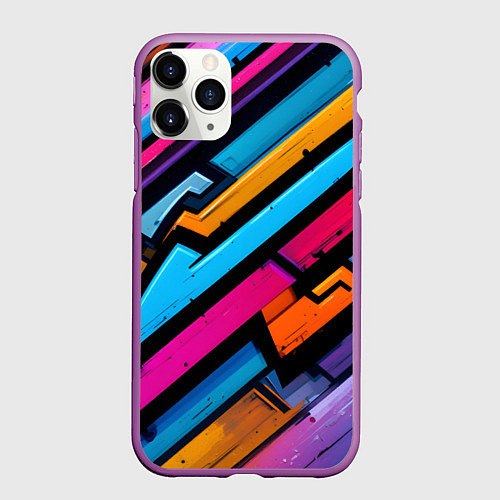 Чехол iPhone 11 Pro матовый Абстракция с граффити / 3D-Фиолетовый – фото 1